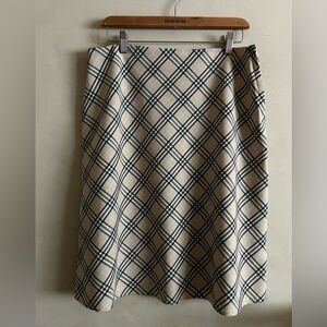 Plaid Beige Black A-line Skirt